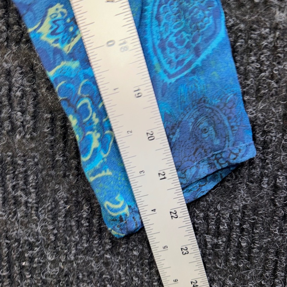 Chicos Silk Blue Paisley Sheer Button Up Blouse Top Size 0 Small - Picture 5 of 8